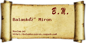 Balaskó Miron névjegykártya